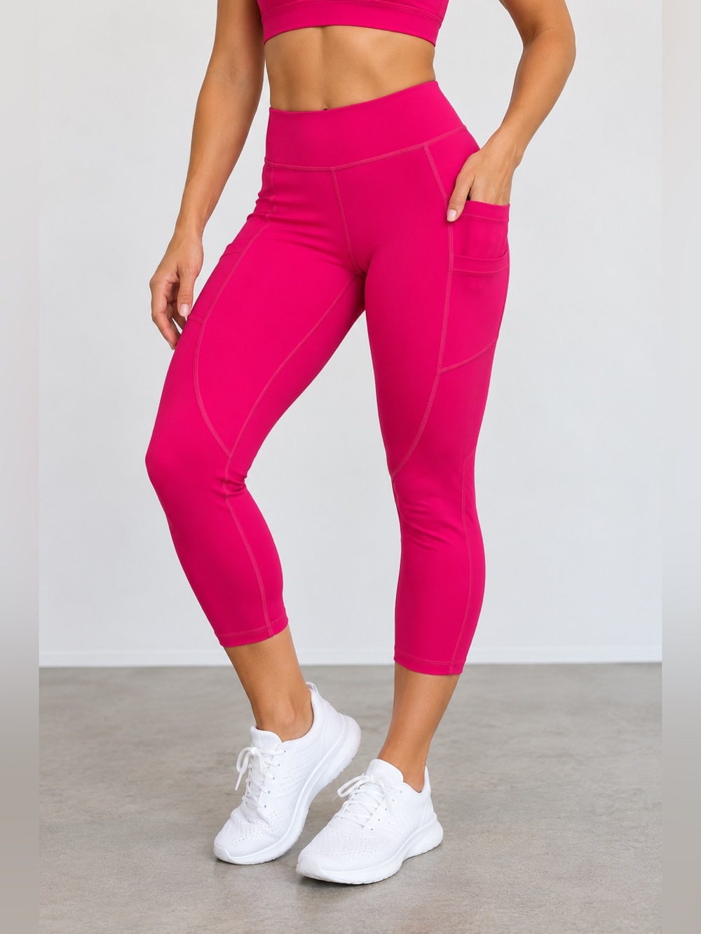 Zyia Active Pink High Rise Pocket Capri Leggings Size 12